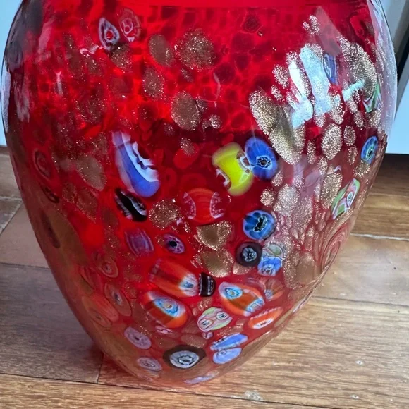 Red and Multi Color Art Glass Vase new - Picture 3 of 7
